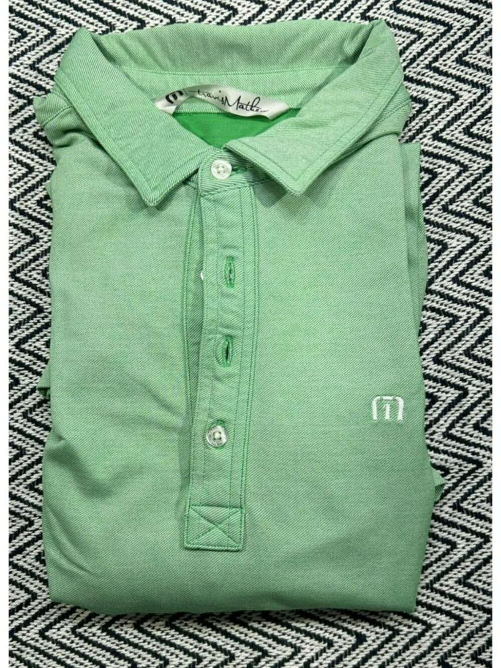 TravisMathew Green Polo Shirt L Men's Cotton Blend Short Sleeve Travis Mathew